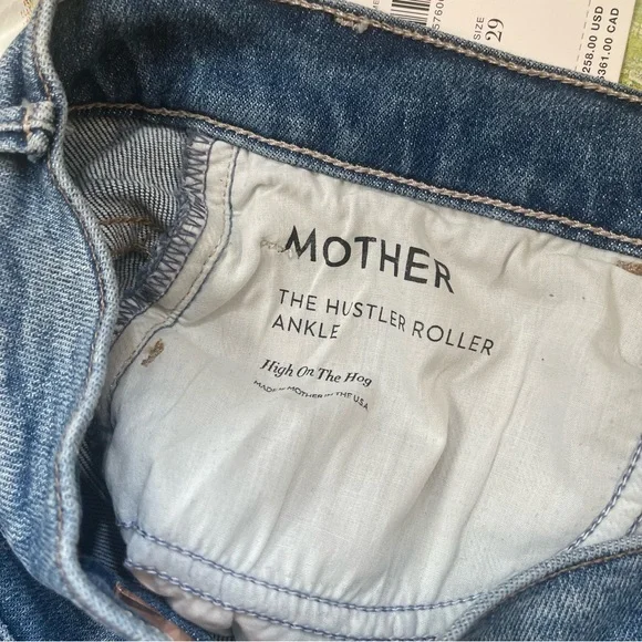 NWT MOTHER The Hustler Roller Sneak High-Rise Wide-Leg Jeans
